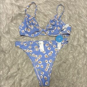 NWT Cupshe Floral Lavendar Bikini Set